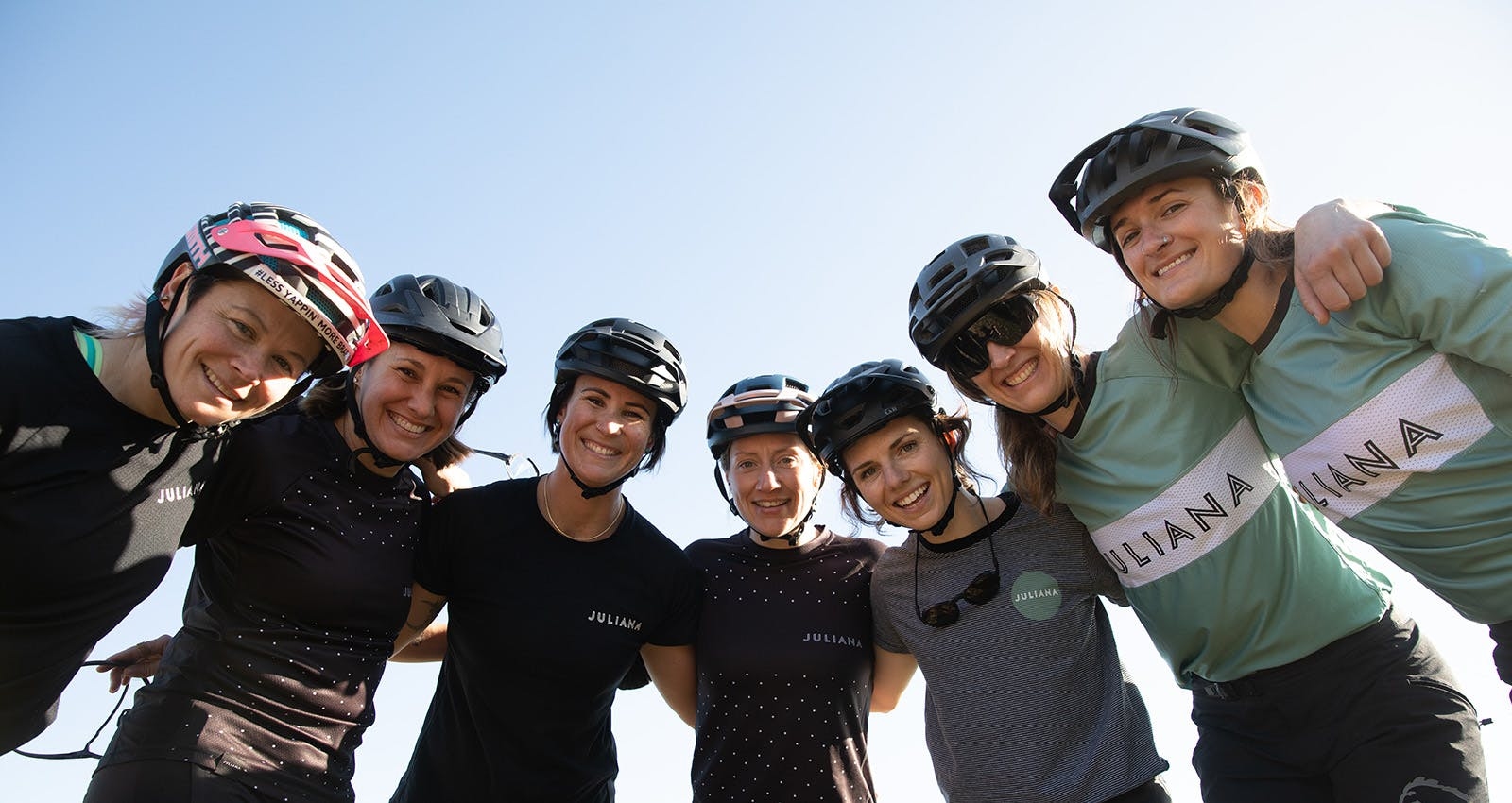 Juliana Bicycles ambassador, Delilah Cupp, employees, Megan Tompkins and Hannah Mirsepassi, and Juliana/SRAM pro riders, Jaime Hill, Alex Pavon, Emily Slaco, and Laura Battista